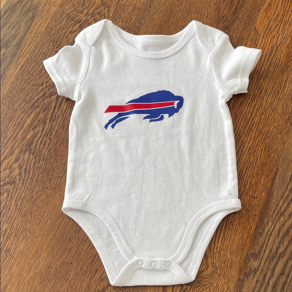 White Baby Onesie with Buffalo Bills Logo